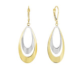 14K Yellow & White Gold Tear Drop Dangle Earring